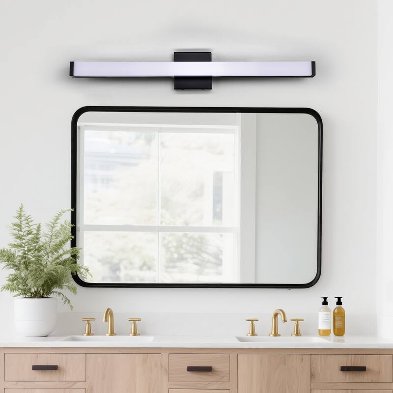 Modern Integrated LED Vanity Light Bar - 6 Variants (24in/30in, Matte Black/Brushed Nickel/Gold), 3000K, Damp Rated for Bathroom