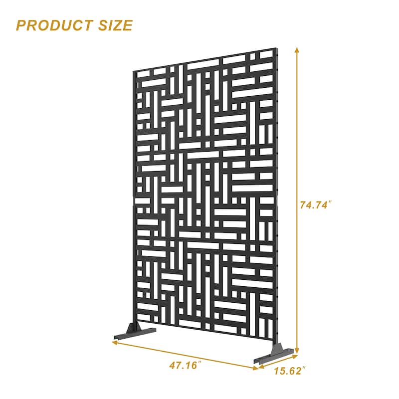 Free Standing Metal Privacy Screen Panel Decorative Outdoor Privacy Screen - 72"H x 47"W