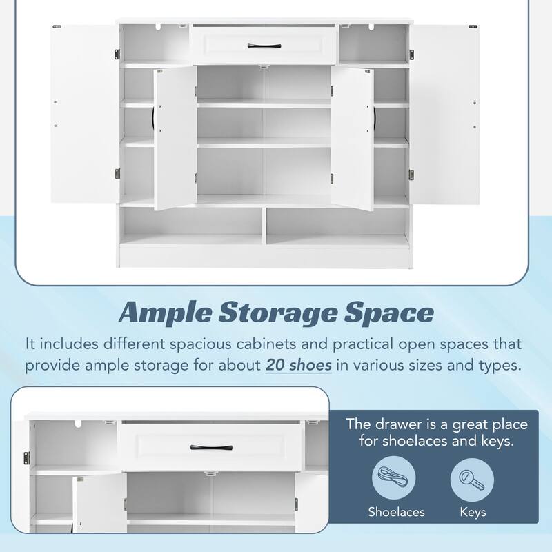 Minimalist Shoe Rack Storage Organizer with 3-4 Cabinets and Adjustable Shelves for Entryway, Hallway and Porch Storage