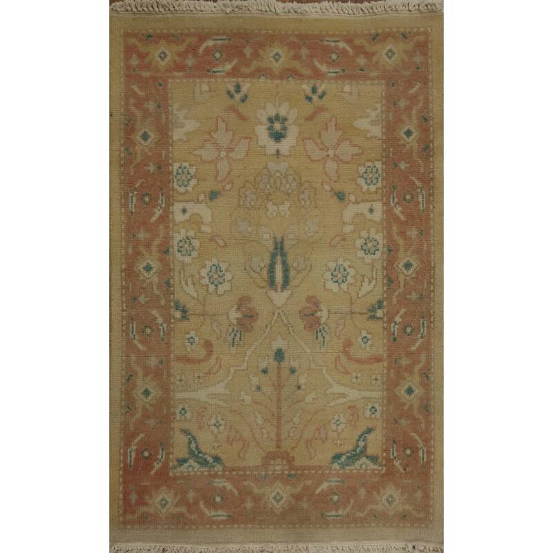 Hand Knotted Oriental 100% Wool Carpet Traditional All-Over Brown Ziegler Area Rug - 3' 1'' X 1' 11''