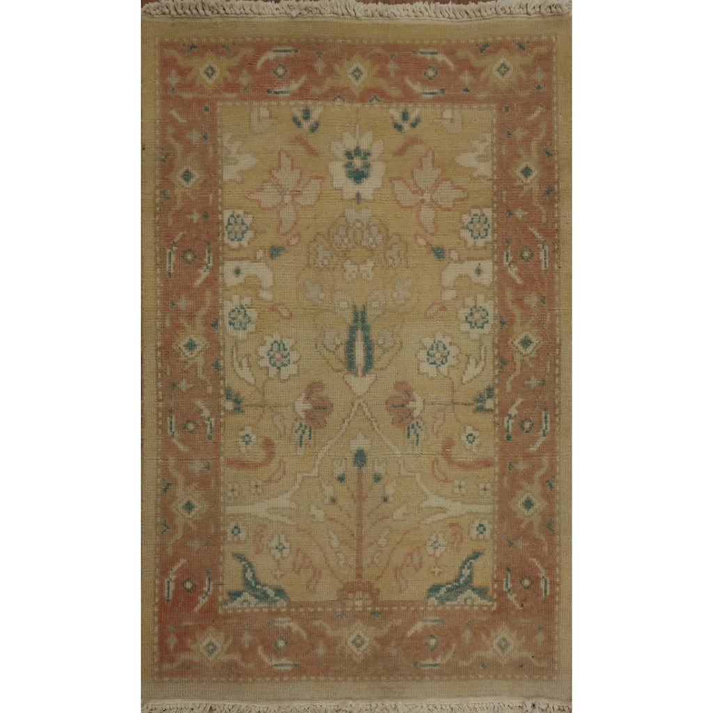 Hand Knotted Oriental 100% Wool Carpet Traditional All-Over Brown Ziegler Area Rug - 3' 1'' X 1' 11''