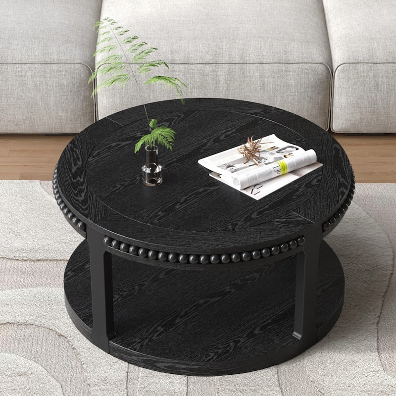31.5 Inch Round Solid Wood Coffee Table & Sofa Table