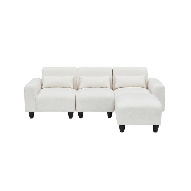 84.6" Teddy velvet L-shaped modular sofa