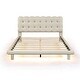 preview thumbnail 15 of 20, Queen Velvet Thick Fabric Upholstered Bed LED Bed Platform Bed with LED, Thick & Soft Fabric and Button-tufted Design Headboard