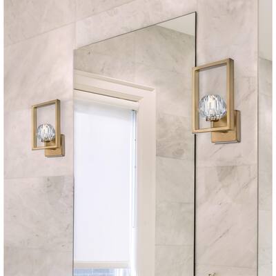 Westinghouse Lighting Zoa One Light LED Indoor Wall Fixture, Brushed Brass Finish, Crystal Glass - 1-Light