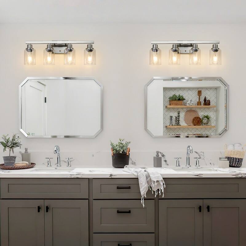 Bathroom Vanity Light With Clear Glass Shades For Vanity Mirror, Bathroom, Or Hallway