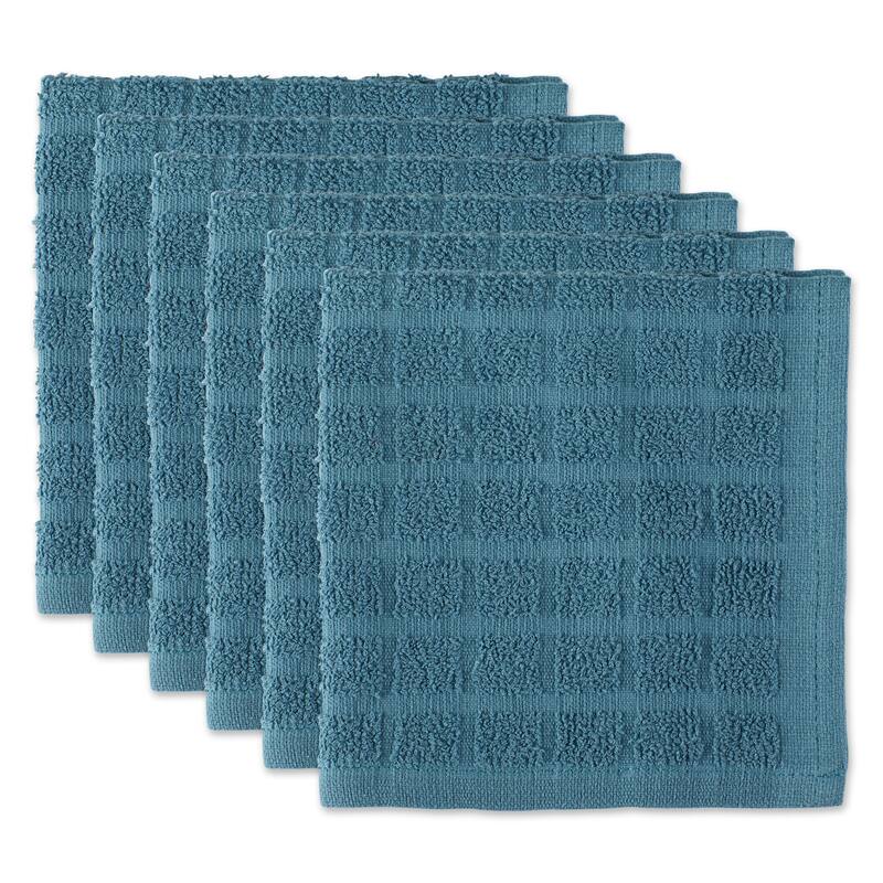 DII Solid Windowpane Terry Dishcloth Set of 6