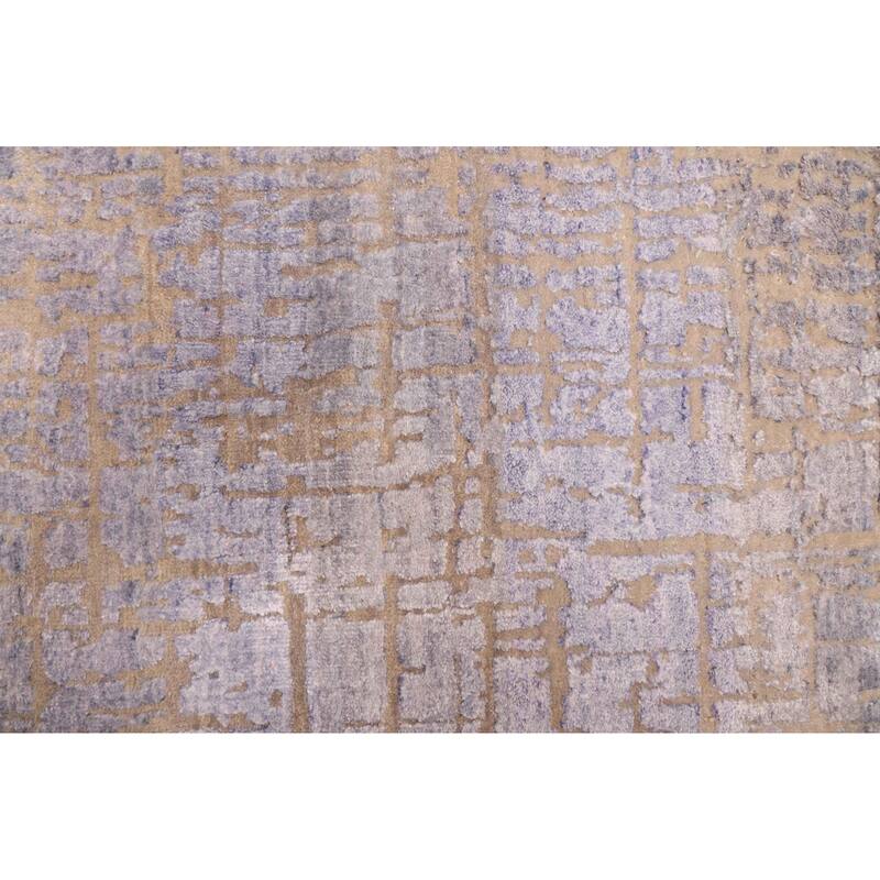 ECARPETGALLERY Hand-knotted Legacy Slate Blue Silk, Wool Rug - 2'7 x 12'3