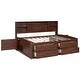 preview thumbnail 6 of 7, Full Size Wooden Captain Bed with Shelves, Drawers and Cabinets, Antique Brown