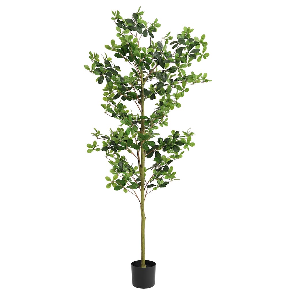 6FT Tall Artificial Tung Tree, Faux Potted Plant with Realistic Leaves, Fake Greenery Plant for Home Office - Green