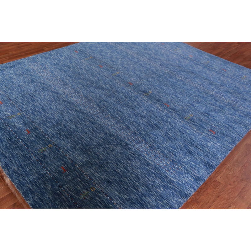 Hand Knotted Oriental 100% Wool Carpet Tribal Tribal Navy Blue & Blues Gabbeh Area Rug - 9' 9'' X 8' 0''