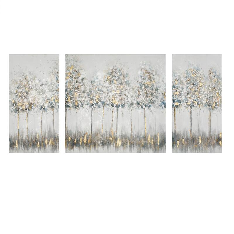 Madison Park Blue Midst Forest Gold Foil Triptych 3piece Canvas Wall