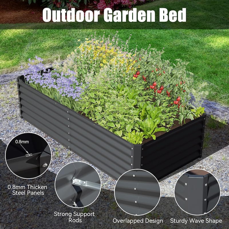 6x3x1.5ft Galvanized Raised Garden Bed, Planter Garden Boxes Large Metal Planter Box for Gardening Vegetables Fruits Flowers
