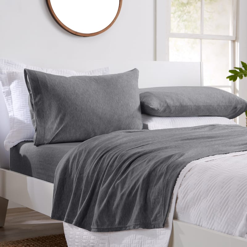 Premium Heathered Melange T-Shirt Jersey Knit Sheet Set