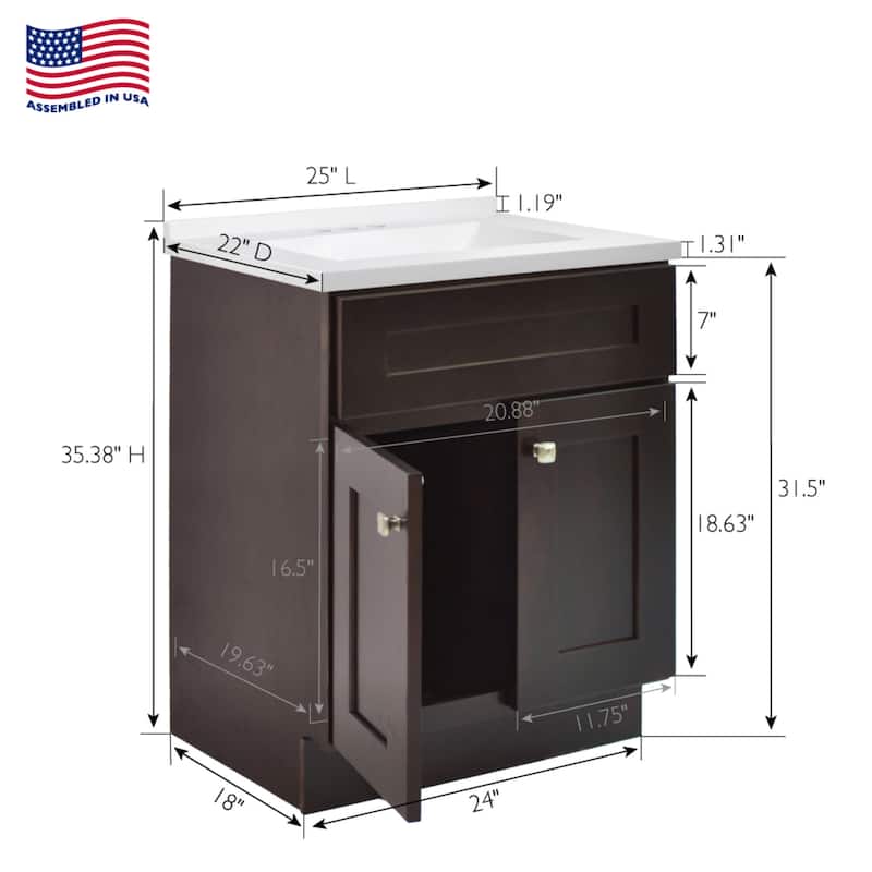 Design House 215475 Brookings 24" Free Standing Single Basin Vanity