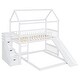 preview thumbnail 36 of 34, Twin Over Twin House Bunk Bed with Two Drawers and Slide, Grey
