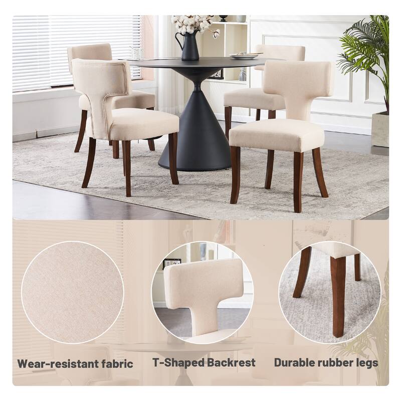 Upholstered Mordern Design T Back Dining Side Chair- Set of 2