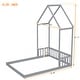 preview thumbnail 28 of 28, Full Size Pine Wood Roof-framed Headboard Floor Bed