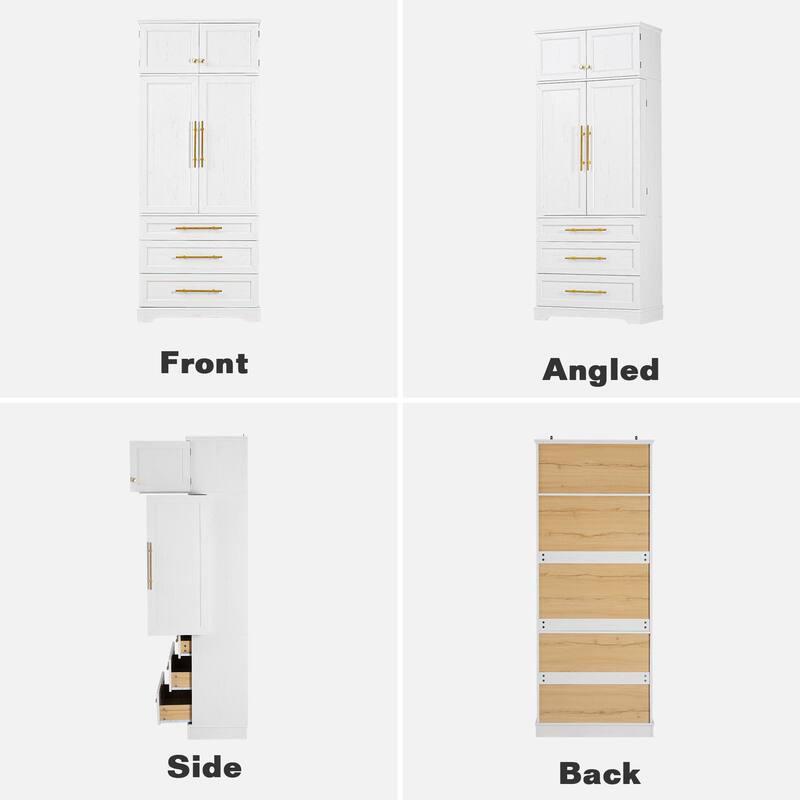 Rossetta Farmhouse Two-Tone Color Contrast Recessed Panel Design Kitchen Pantry Cabinet with Adjustable Thick Shelves