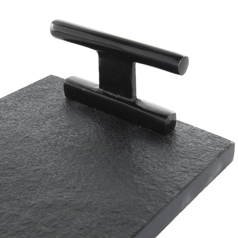 Marble Textured Living Room Decor Tray with Rod Handles - Set of 2 Black - Roche River Decor