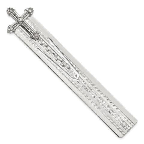 Curata Symbols of Faith Silver-Tone Ornate Clear Crystal Cross Bookmark