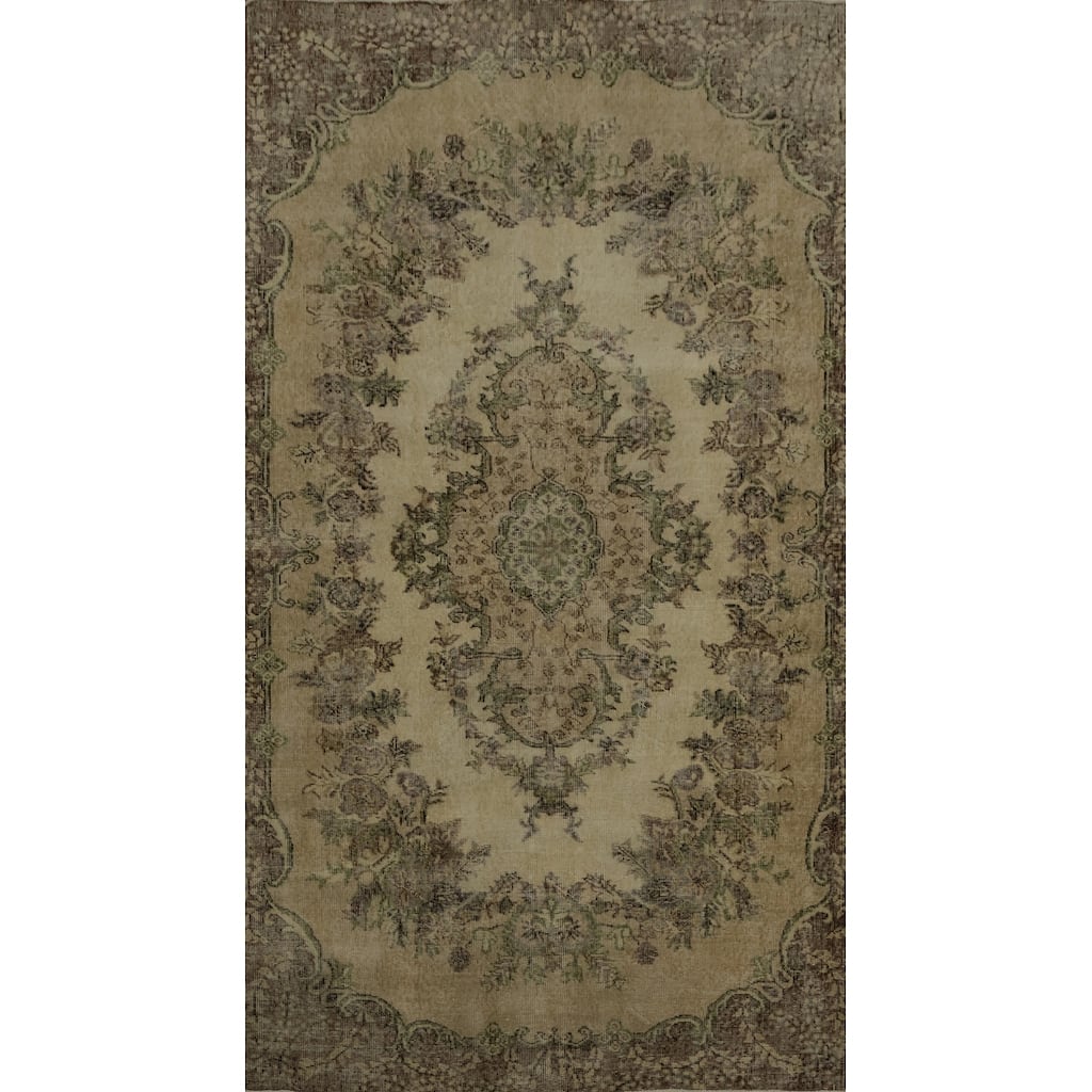 Hand Knotted Oriental 100% Wool Carpet Transitional Floral Beige & Ivories Anatolian Area Rug - 8' 3'' X 4' 11''