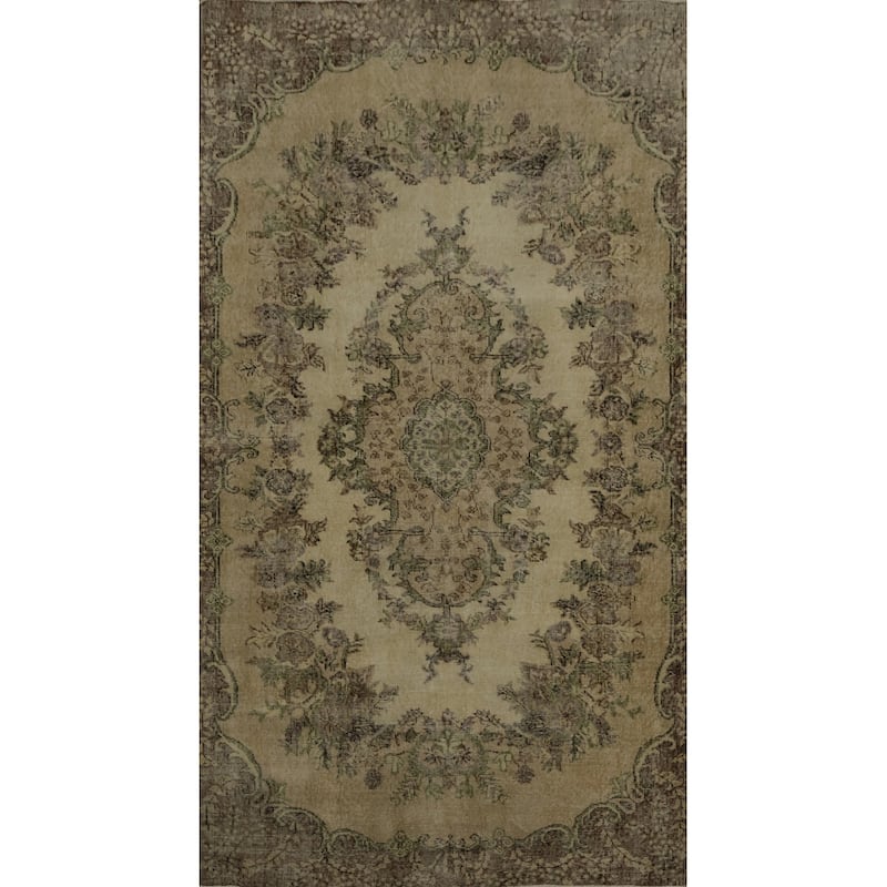 Hand Knotted Oriental 100% Wool Carpet Transitional Floral Beige & Ivories Anatolian Area Rug - 8' 3'' X 4' 11''