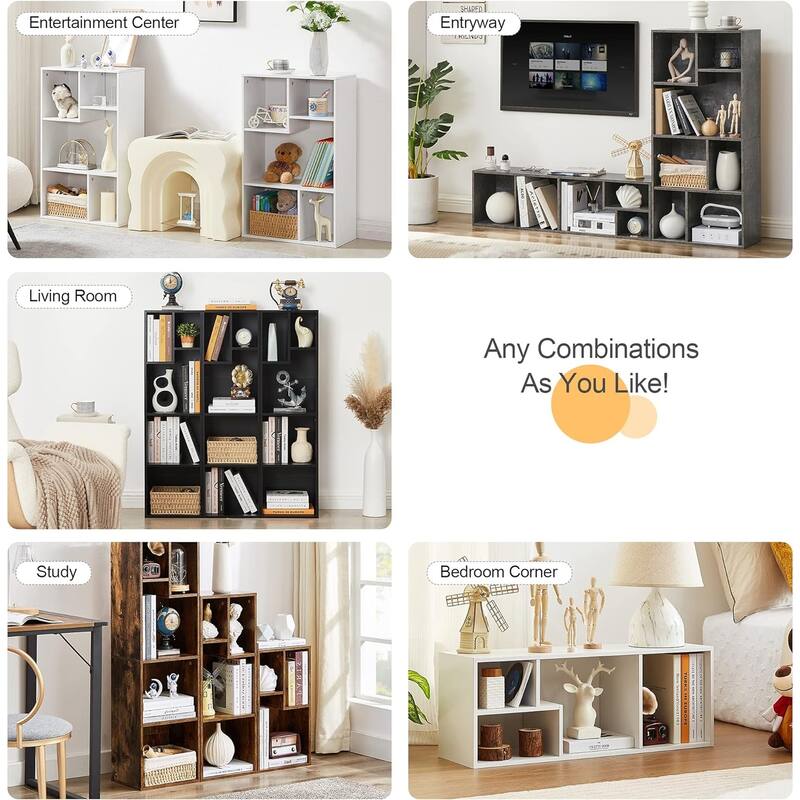 VECELO Wide Wood Organizer Bookcase Sets