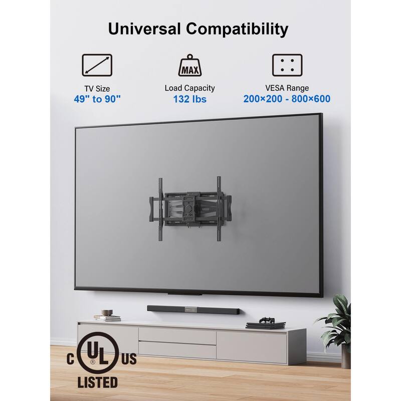 ErgoAV Motion Mount with Dual Arms for TVs 49″ to 90″