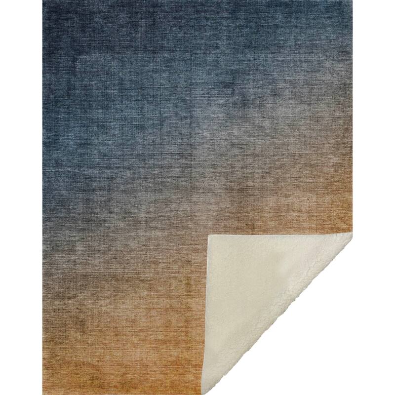 Premium Machine Washable Solid Ombre Sherpa Throw Blanket