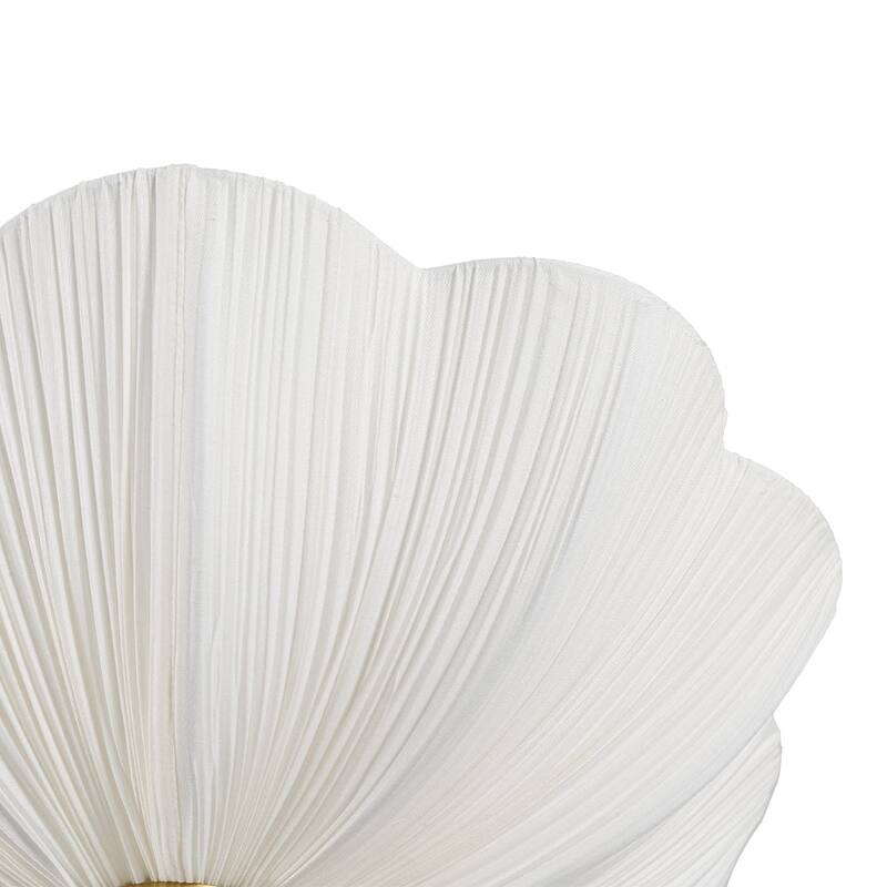 French Country White Ribbed Fabric Bloom Semi Flush Mount 19.5in