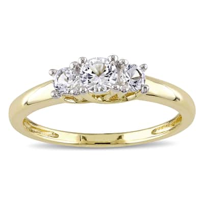Miadora 10k Yellow Gold Created White Sapphire 3-stone Ring