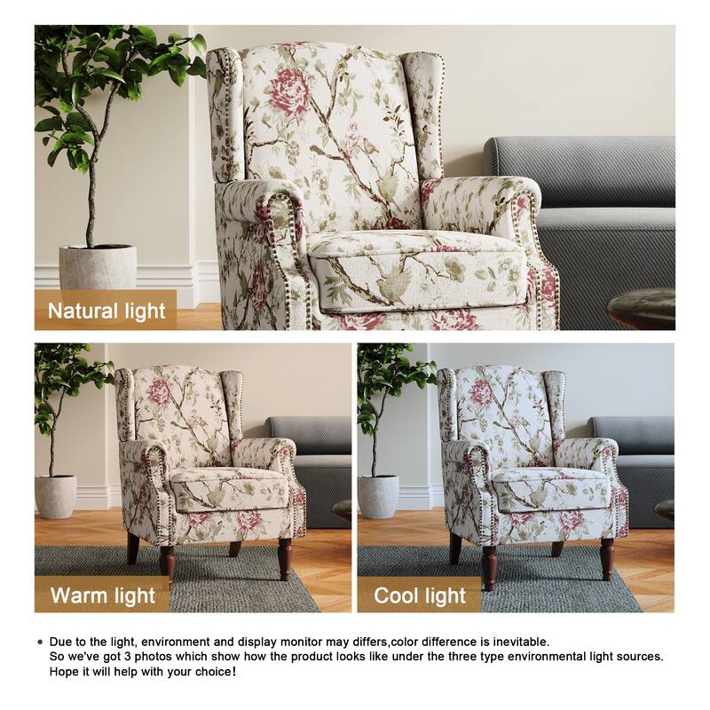 Patterned Upholstered Accent Chair for Living Room