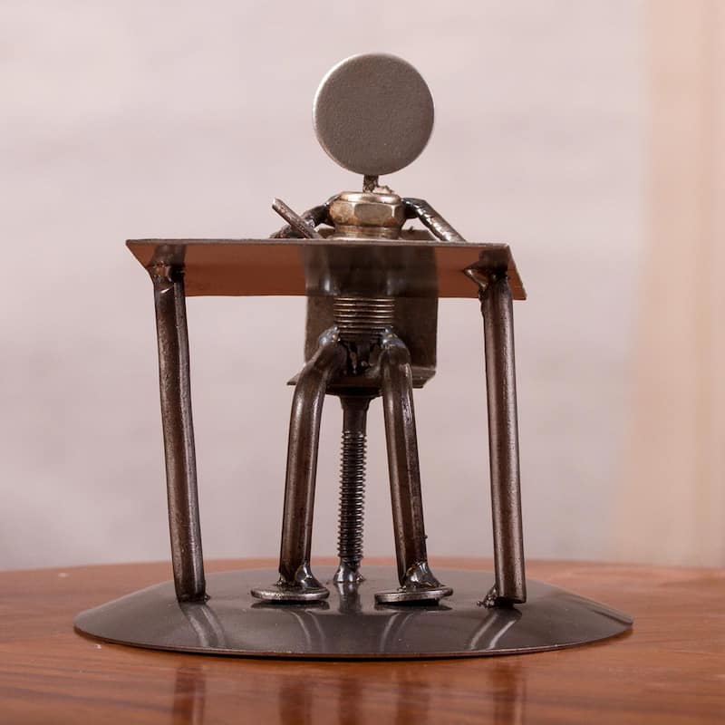 NOVICA Upcycled metal auto part sculpture, 'Artist'