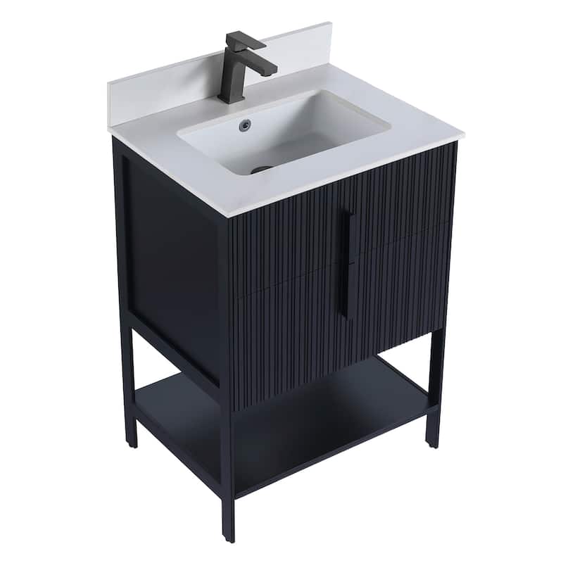Fine Fixtures Serenity Modern Bathroom Vanity with White Stone Top