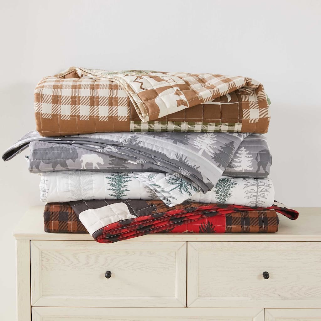 Rustic Woodland Reversible Microfiber Quilt Set with Shams