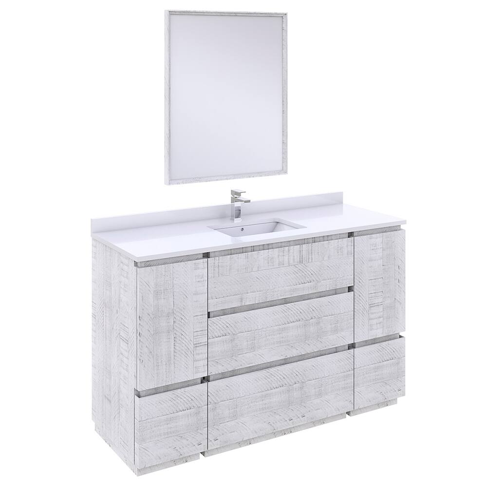 Fresca Formosa 54" Bathroom Vanity with Mirror in Rustic White - 54