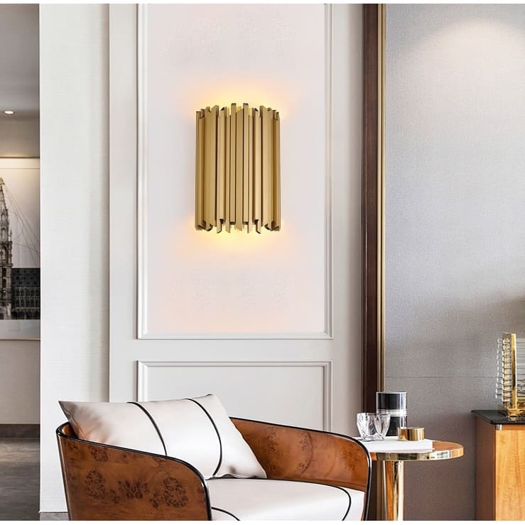 2 Light Gold Stainless Steel Rod Wall Sconce