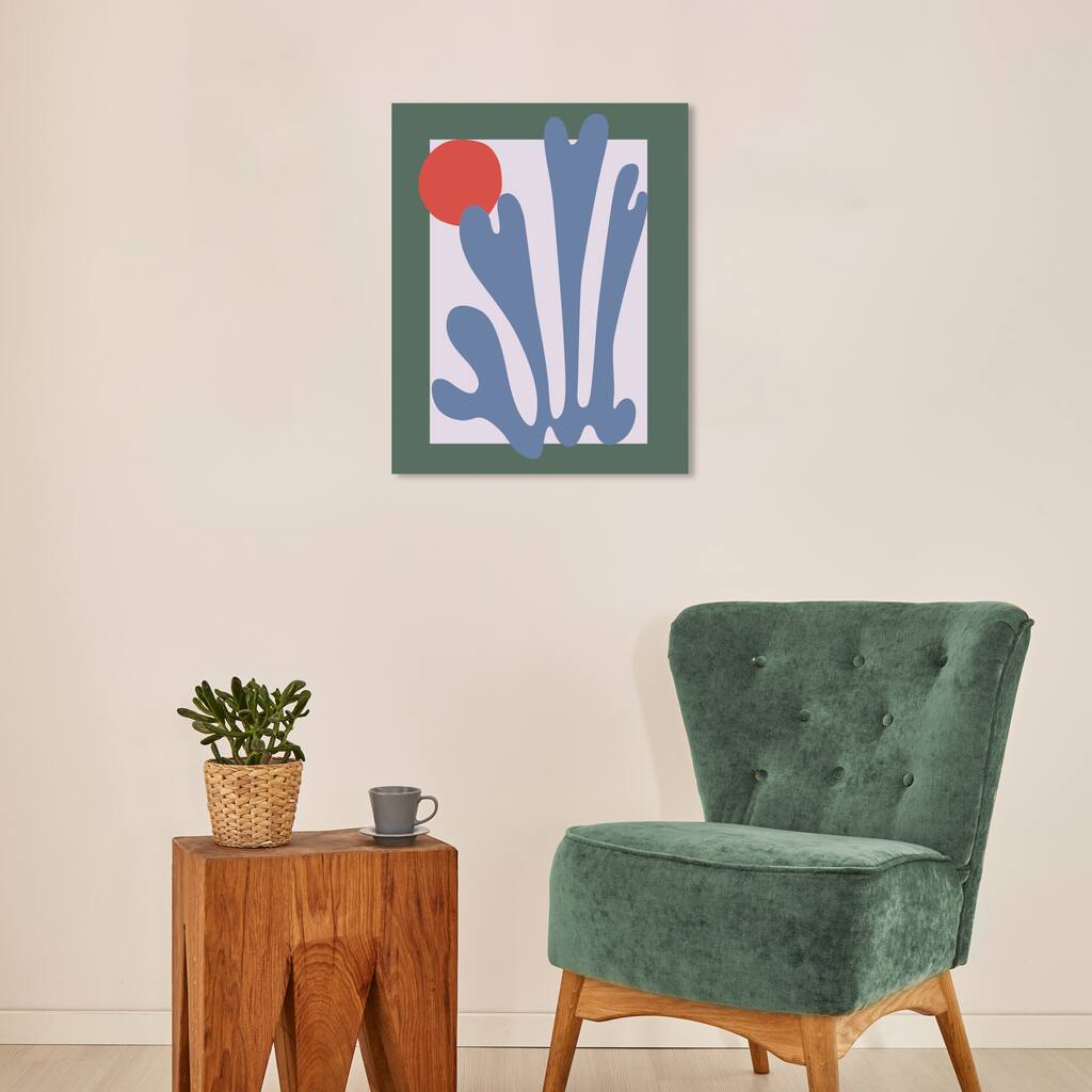 Wynwood Studio Abstract Plant and Moon III Green and Lilac Mid-Century Modern Wall Art Canvas Print