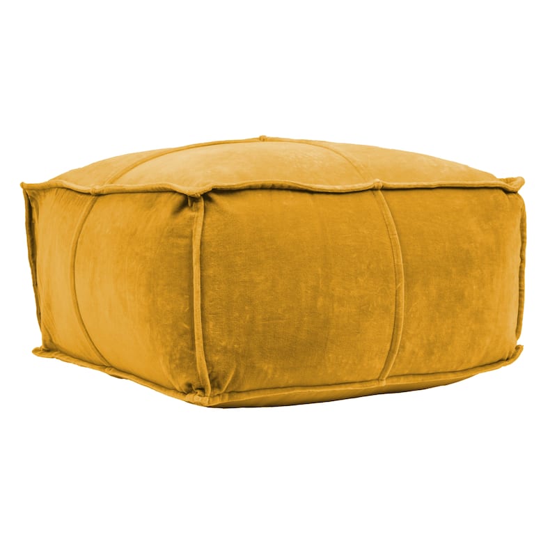 Square Cotton Velvet Pouf Seat