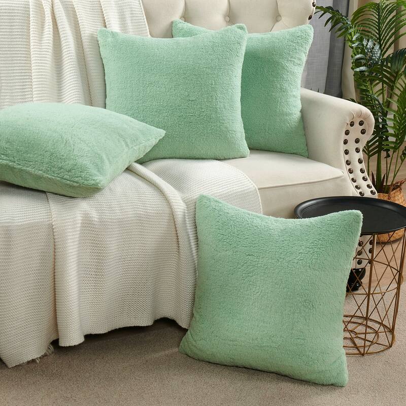 Accent Sherpa Pillow Cover Set of 4 20Inch x 20Inch, NO INSERT
