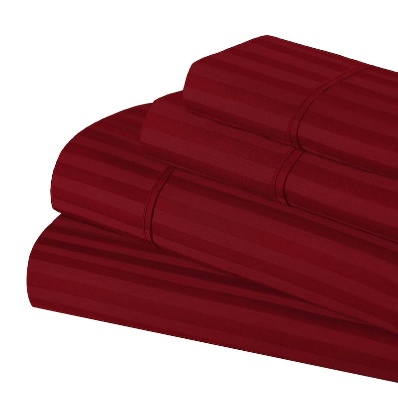 Superior Gyda Deep Pocket 400-Thread Count Striped Egyptian Cotton Sheets - Twin XL - Burgundy
