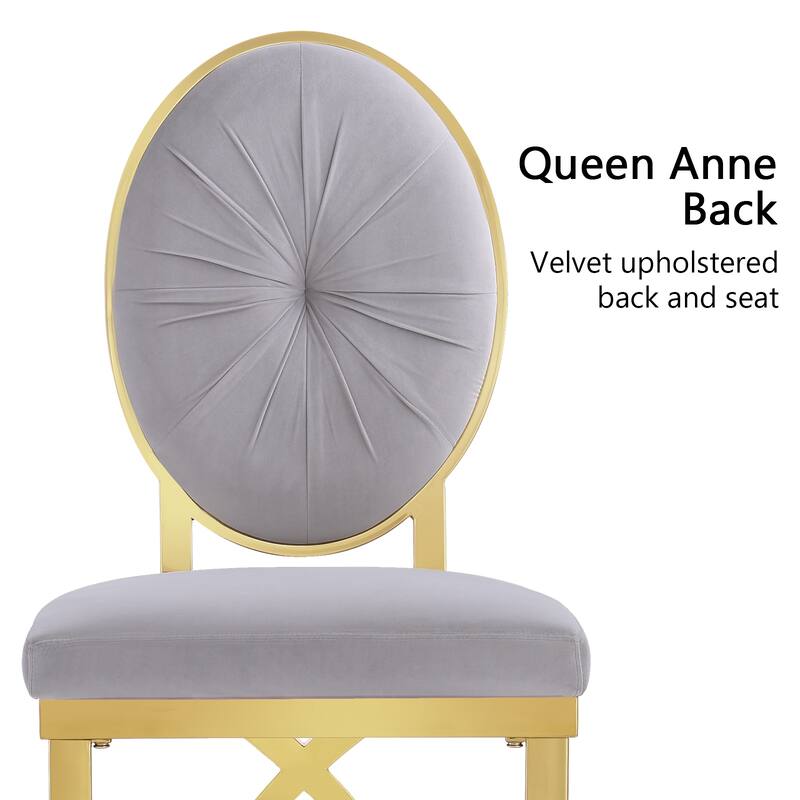 Mid-Century Modern Velvet Upholstered Side Chair with Metal Frame and Polished Stainless steel Legs