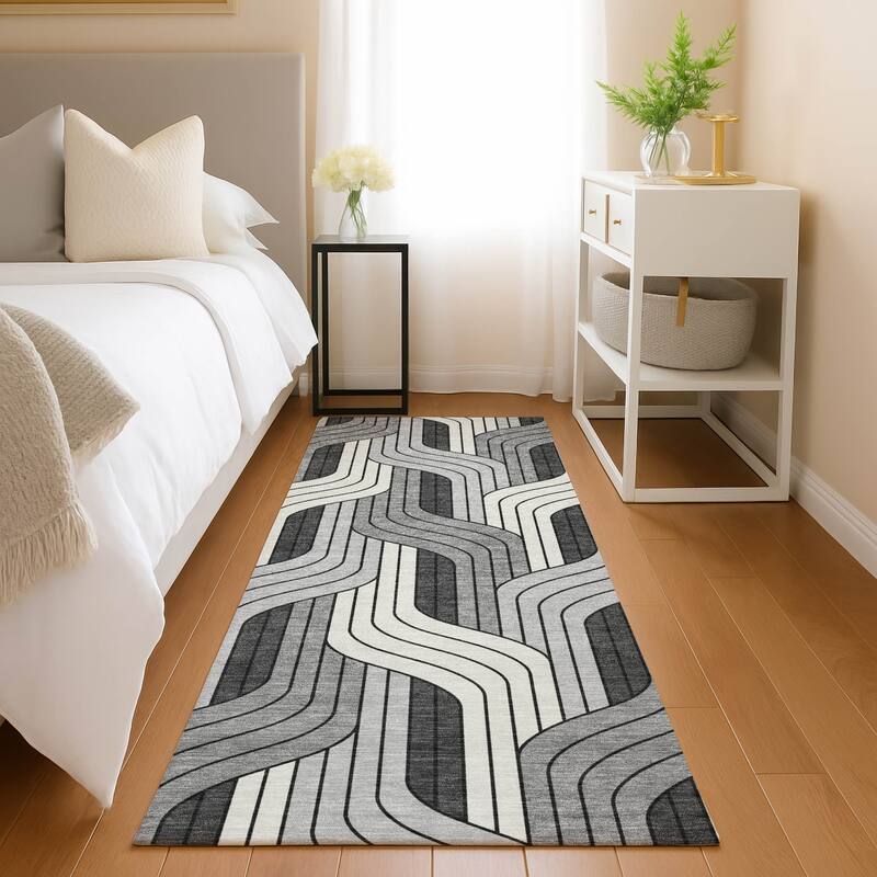 Machine Washable Indoor/ Outdoor Modern Pathway Chantille Rug