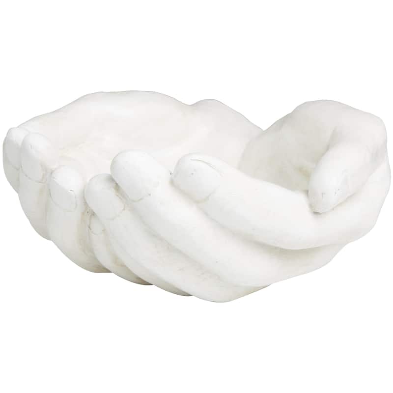 Polystone Hands Open Decorative Sculpture - White - Roche River Decor