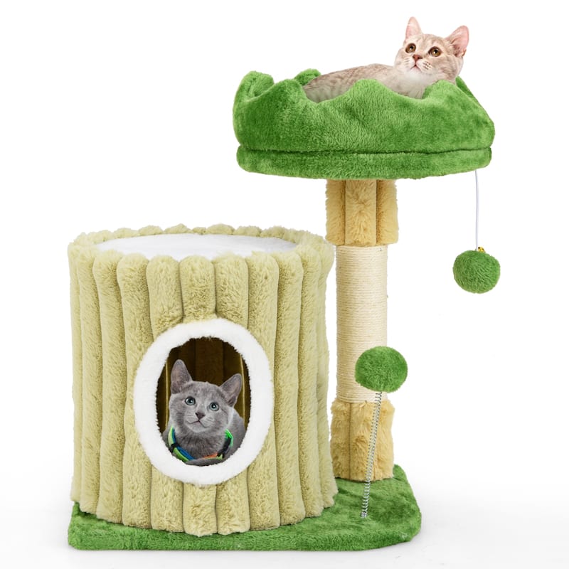 Cute Cat Tree with Sisal Scratching Posts and Dangling Ball - 20" x 16" x 21.5"