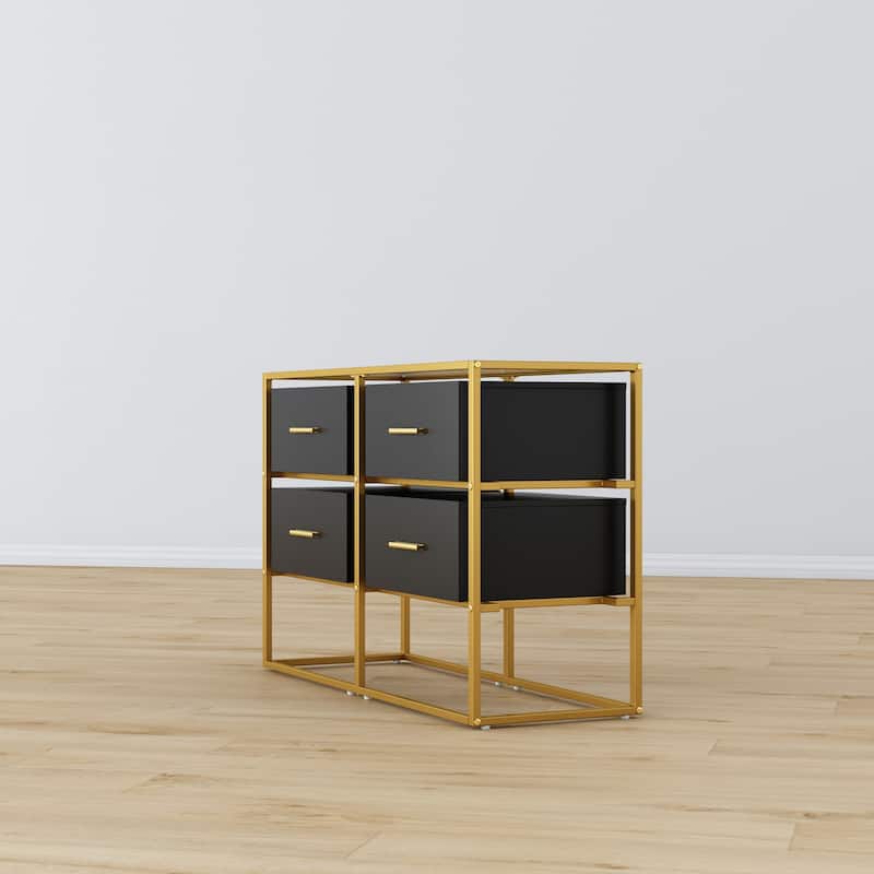 Black Storage Cabinet,Sideboard with 4 Drawers,Adjustable Dividers,Organize Home/Office Clutter