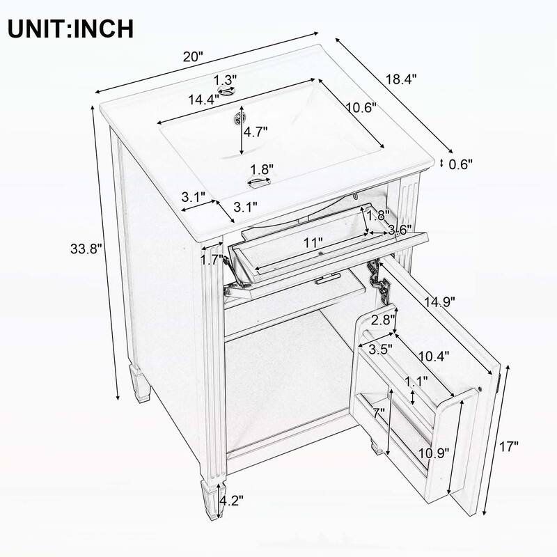 Freestanding Vanity Set with Adjustable Shelf,Tilt-Out Drawer