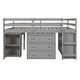preview thumbnail 29 of 37, Low Loft Bed Full Size Platform Bed with Rolling Portable Desk, Cabinet, Shelves and Drawers, Multiple Functions Storage Bed