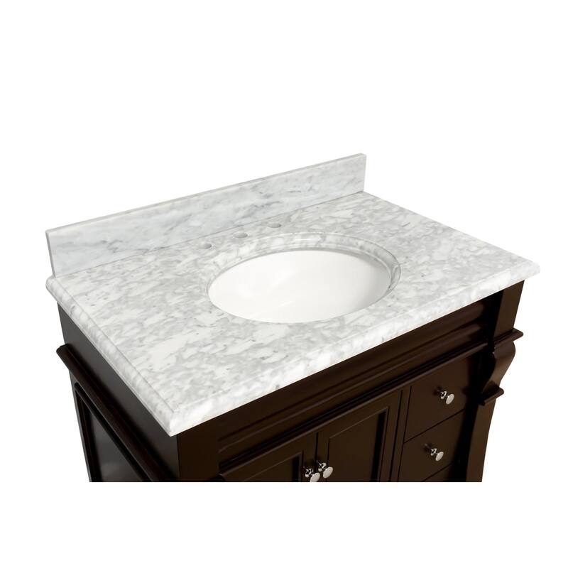 KitchenBathCollection Westminster 36" Bathroom Vanity with Carrara Marble Top